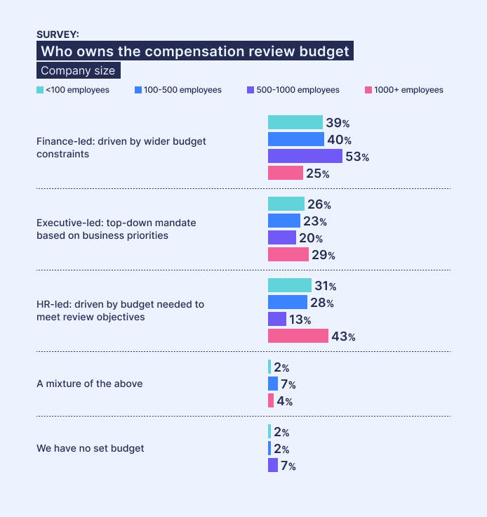 Ravio pay review report: budget ownership per company size