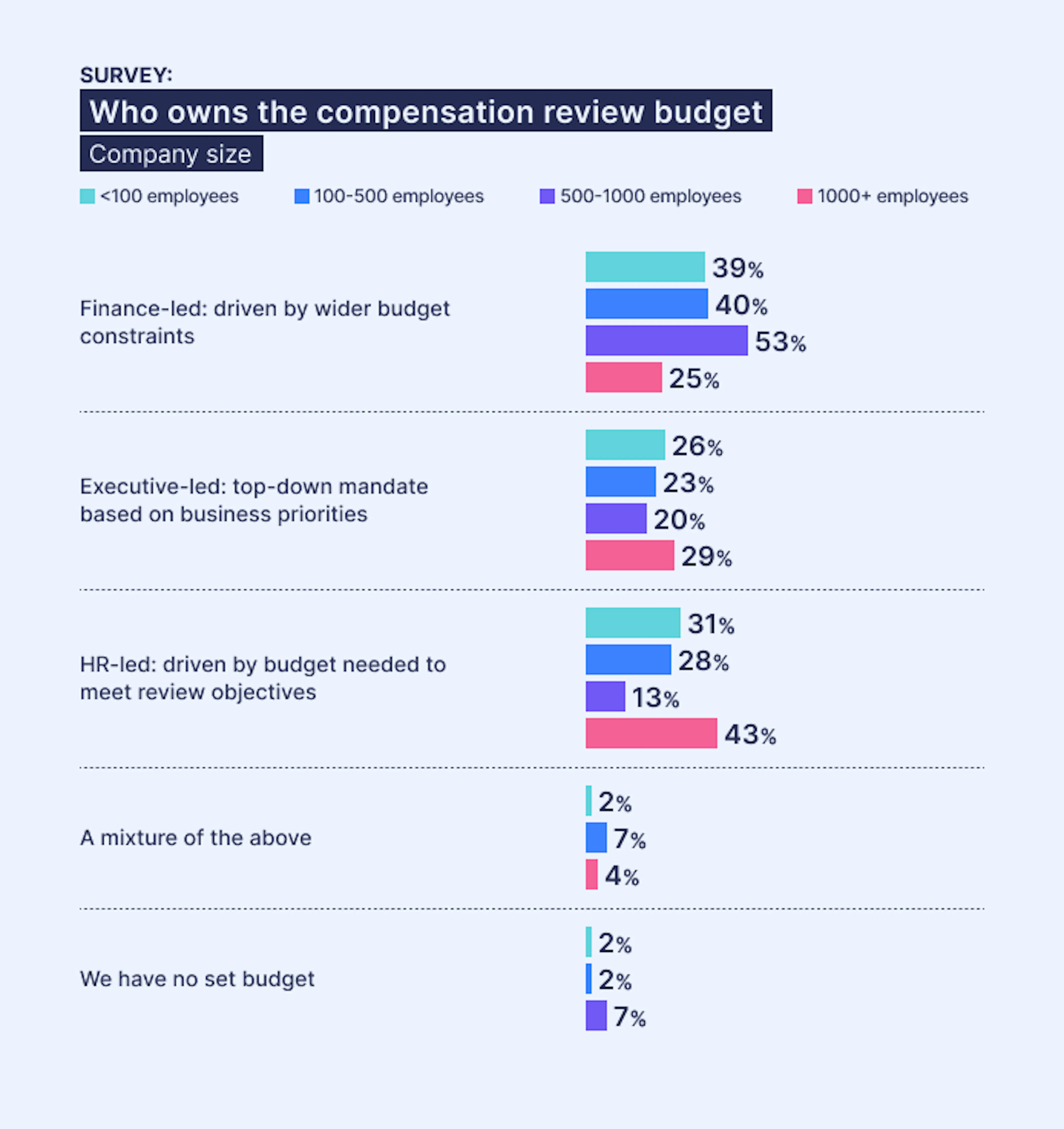 Ravio pay review report: budget ownership per company size