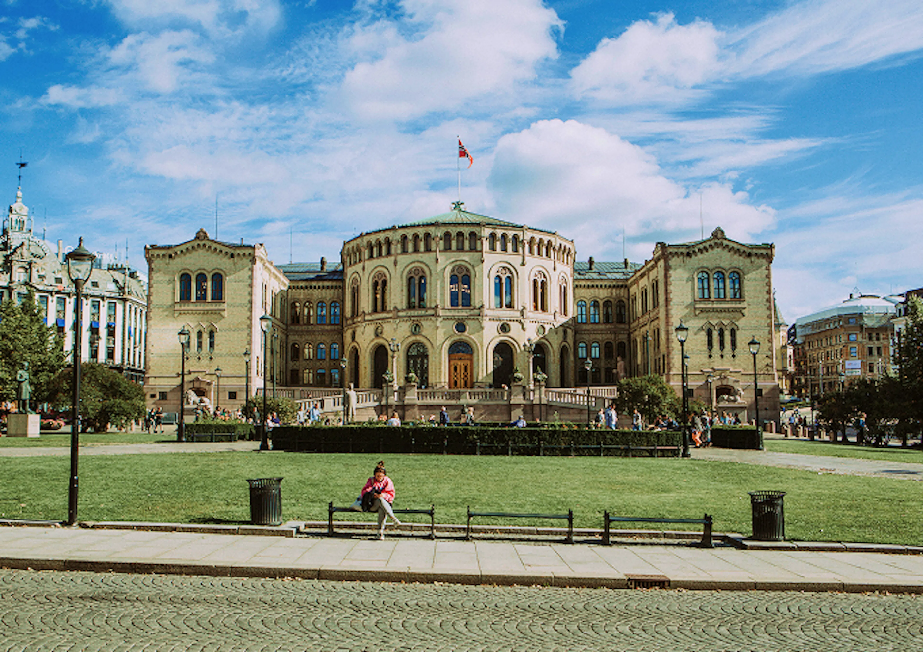 Image of Stortingsbygningen, or the Storting, the parliament of Norway. 