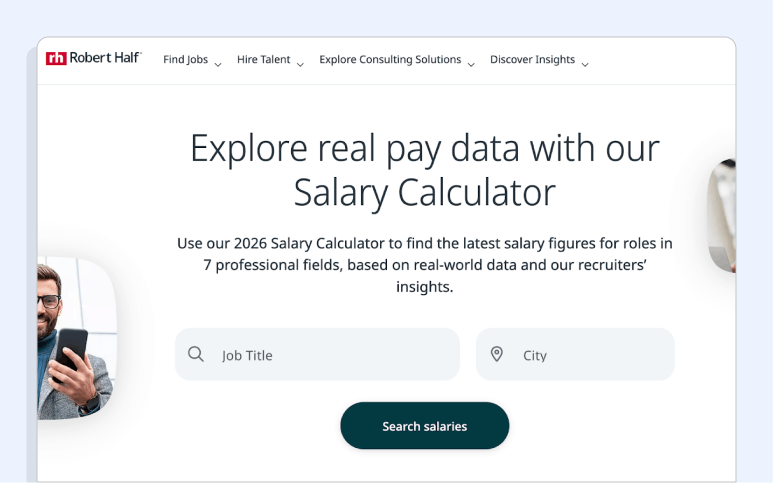 Free salary data sources: Robert Half's Salary Calculator