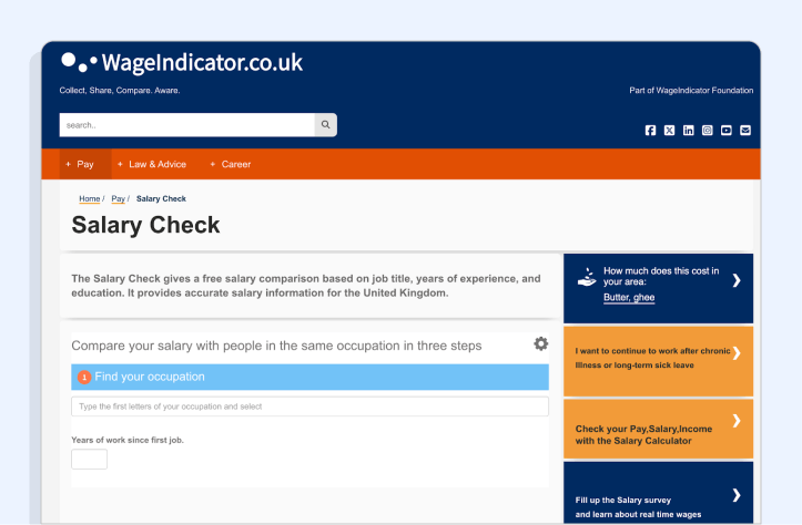 Free salary data sources: Wage Indicator