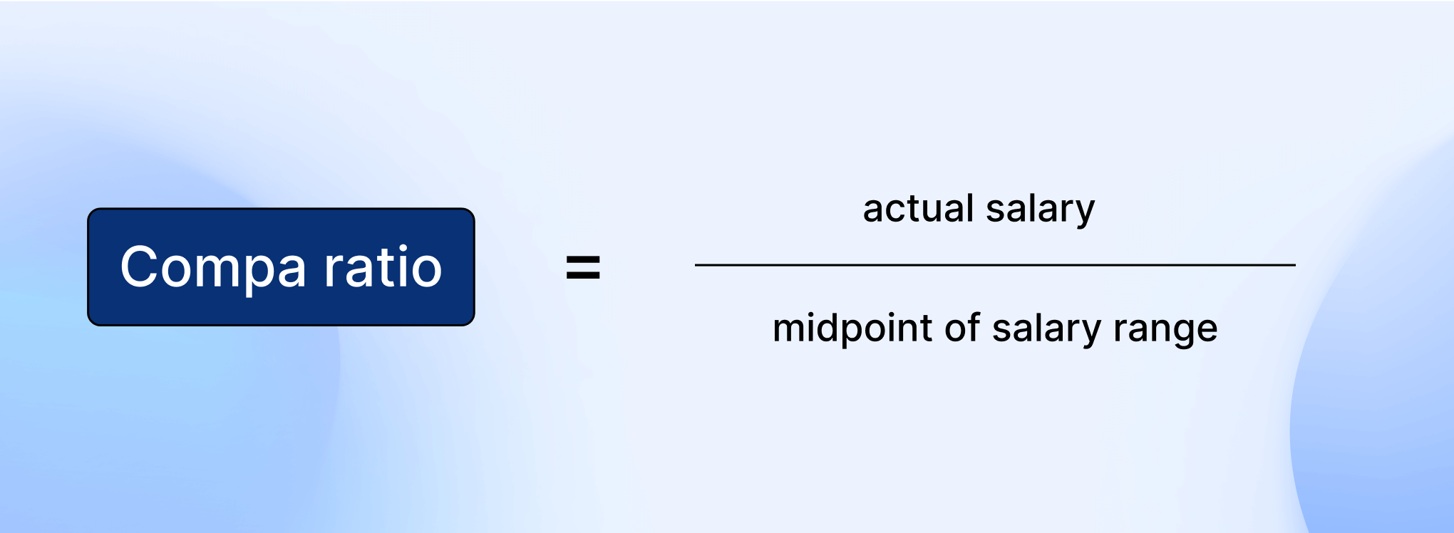 Compa ratio = actual salary ÷ salary band midpoint