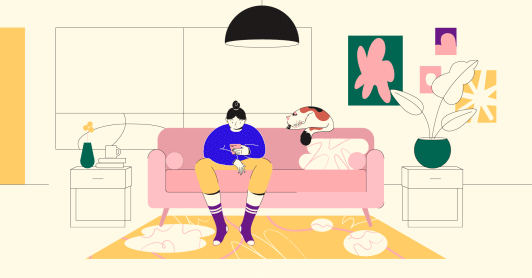 Girl sitting in couch