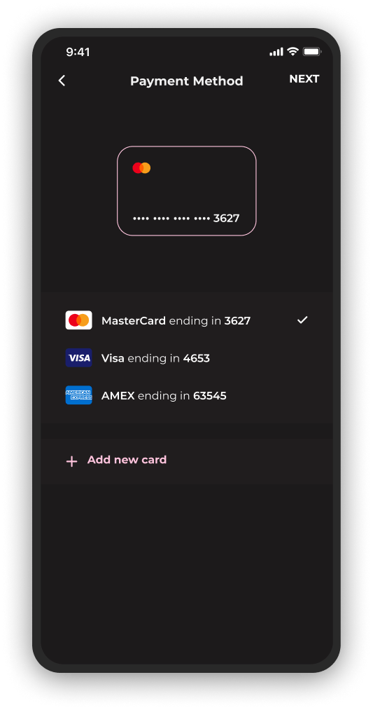 Payment method layout