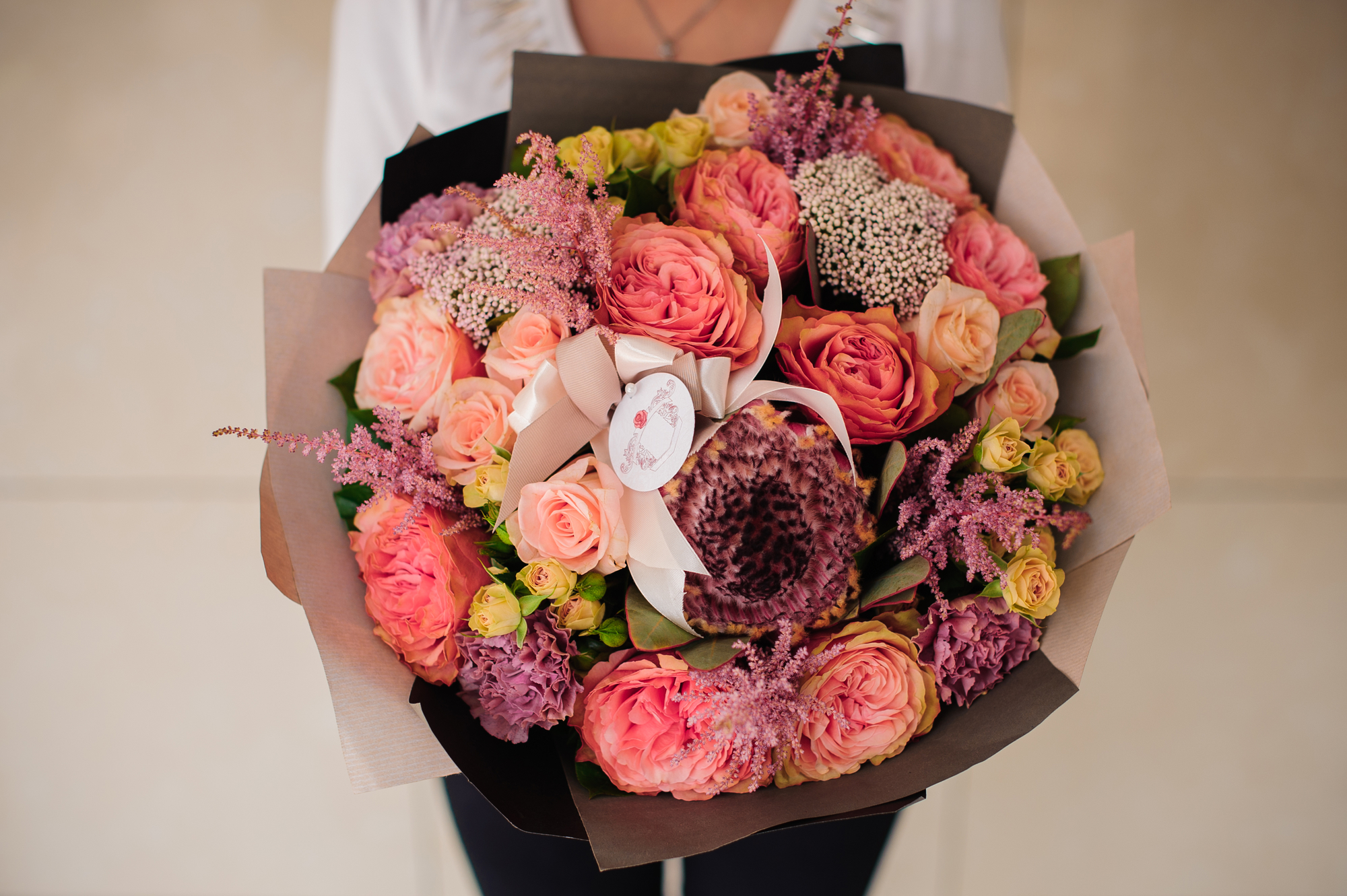 Groot boeket in pastelkleuren