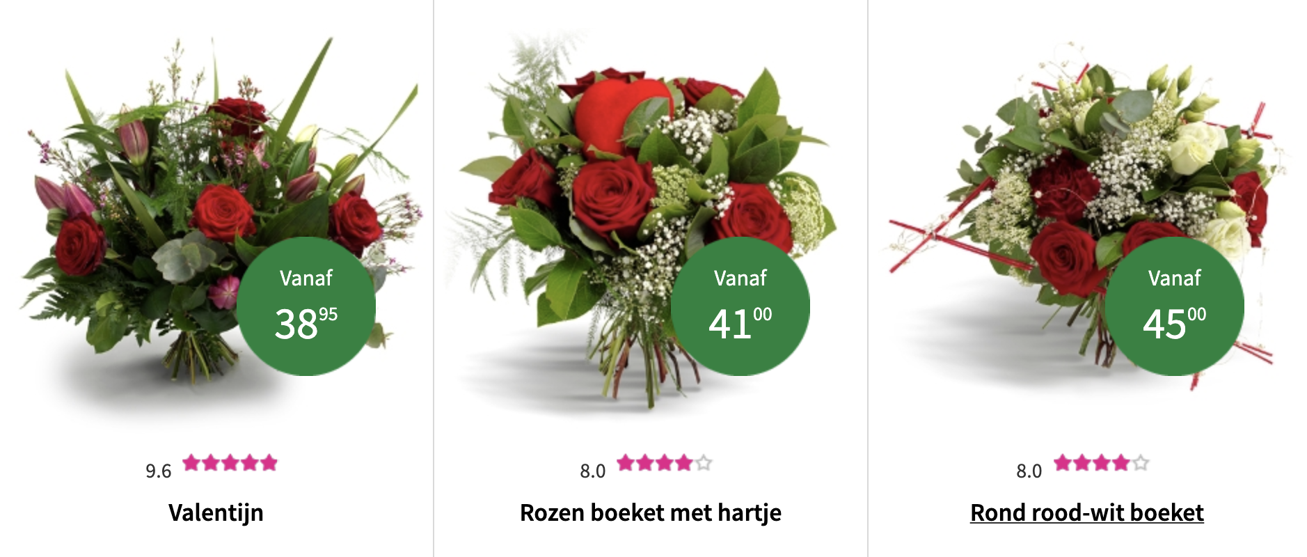 Populaire valentijnsboeketten