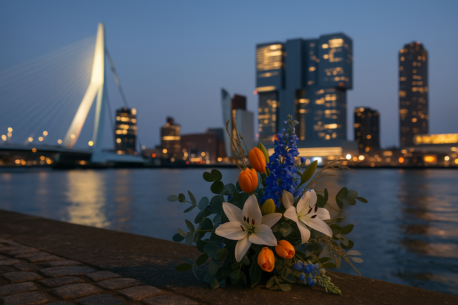 Bloemetje voor de erasmusbrug