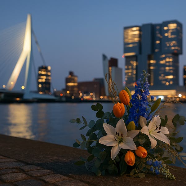 Bloemetje voor de erasmusbrug