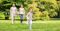 Family walking in park
