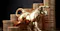 The image depicts a shiny golden bull statue positioned in front of stacks of gold coins, symbolizing financial prosperity and a bullish market trend.