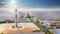 The Mohammed bin Rashid Al Maktoum Solar Park, a vast solar energy facility located in Dubai. It features an extensive array of solar panels spread across the desert landscape, highlighting its role as one of the largest solar parks in the world. The park includes a prominent solar tower, surrounded by a circular arrangement of mirrors, which is part of a concentrated solar power system. Additionally, the site hosts a Sustainability & Innovation Centre and an R&D Centre, emphasizing its commitment to advancing renewable energy technologies and sustainable practices. The UAE flag is visible, symbolizing the country's dedication to clean energy initiatives.