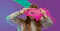 Girl looking trough stretchy play dough