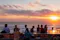Tourist enjoys the sunset in Sunset Park