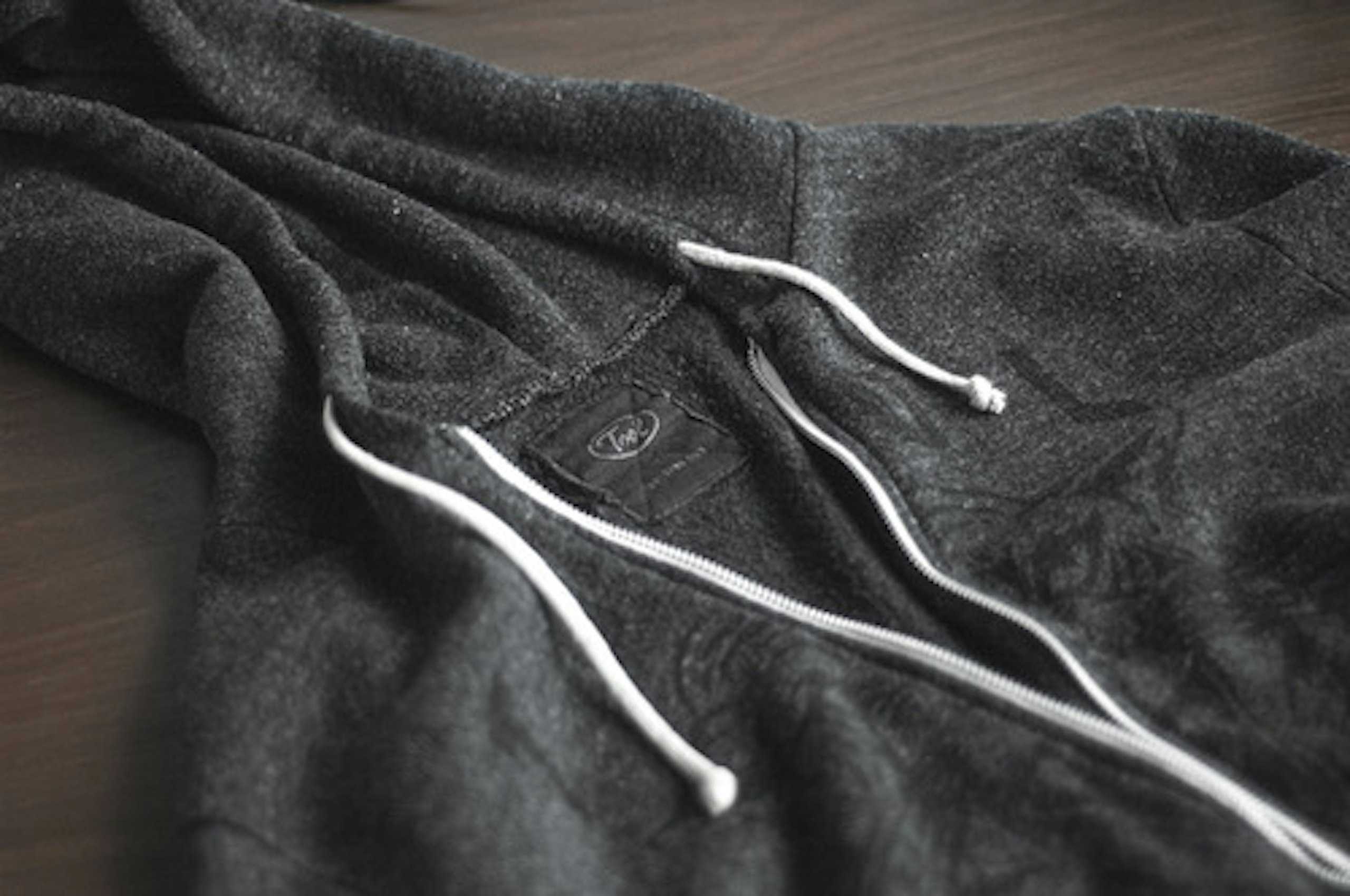 dark gray zip-up hoodie