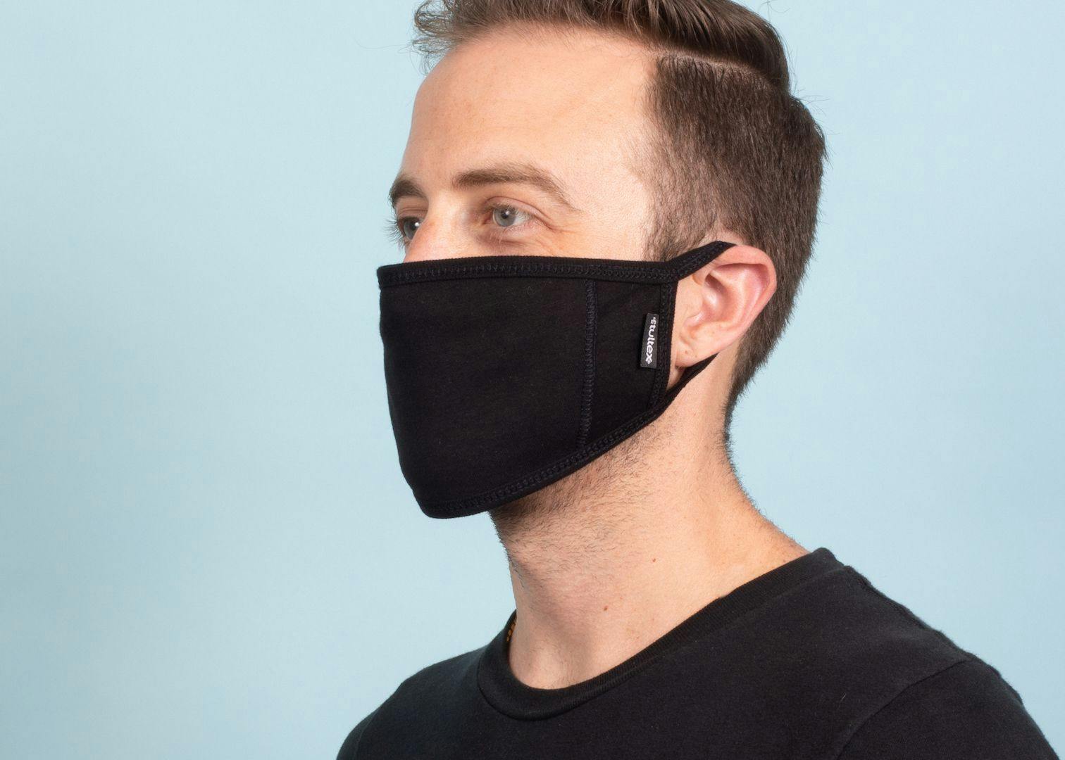 man wearing black mask