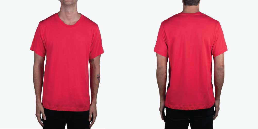 Red t-shirt front and back