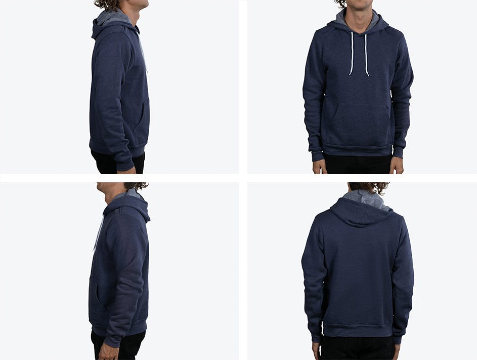 navy Bella + Canvas 3719 hoodie from all four sides