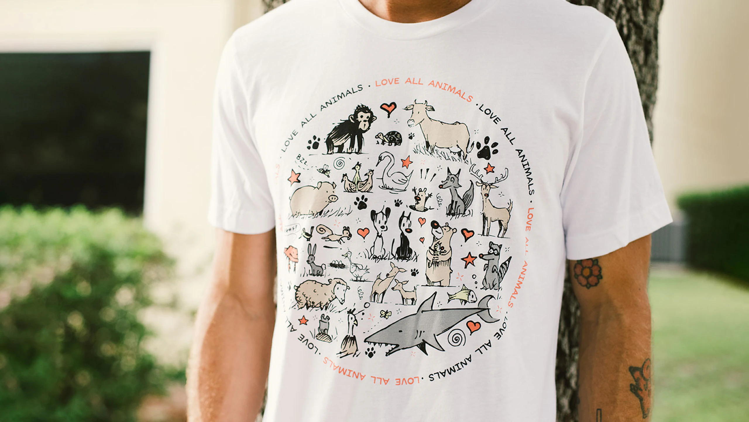 Love All Animals white t-shirt