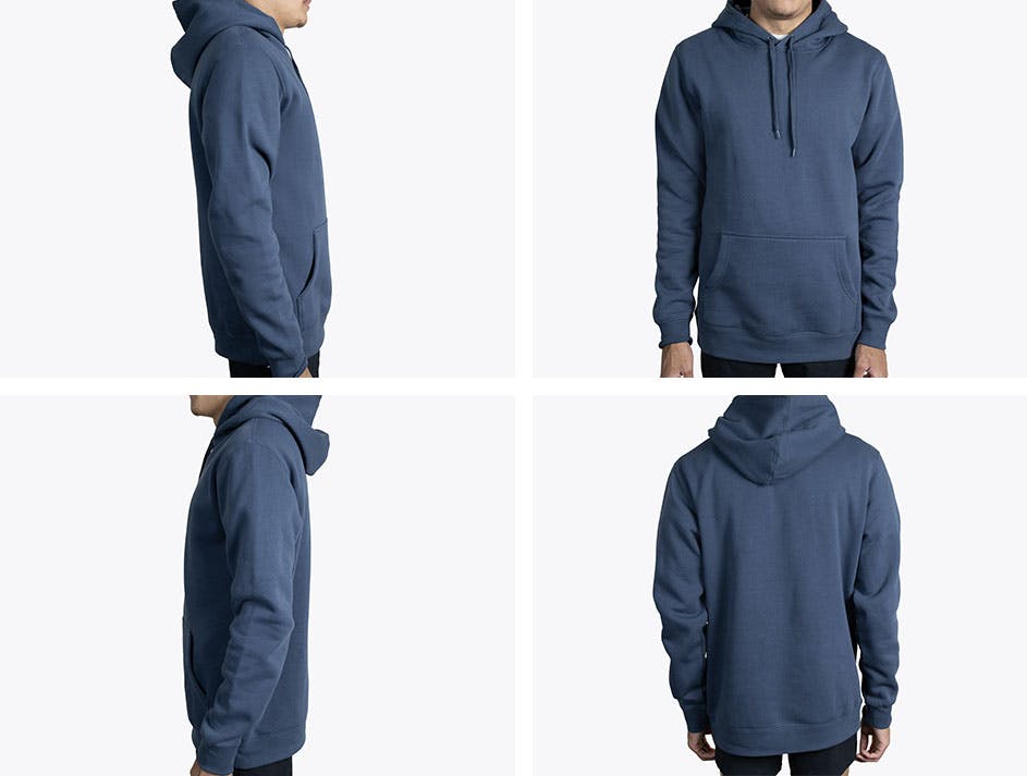 all four sides of dark blue of a as colour 5001 hoodie