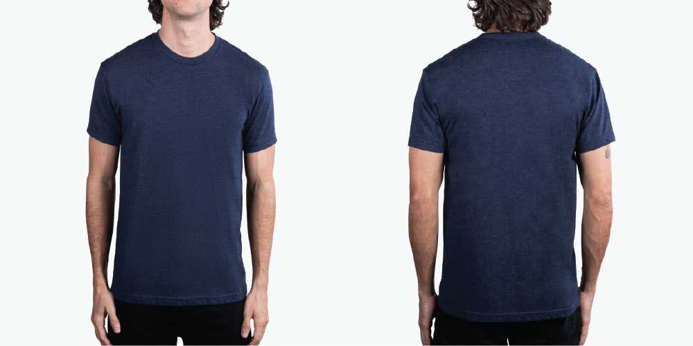 navy t-shirt front and back