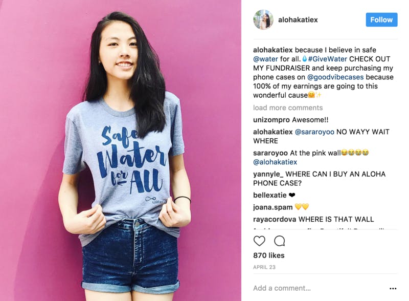 Save Water for All on a shirt as an instagram post