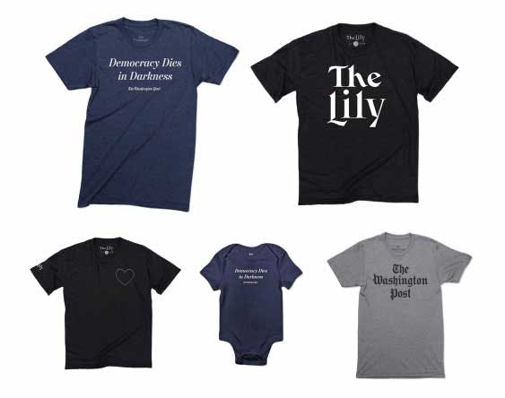 assorted selection of the washington post apparel items