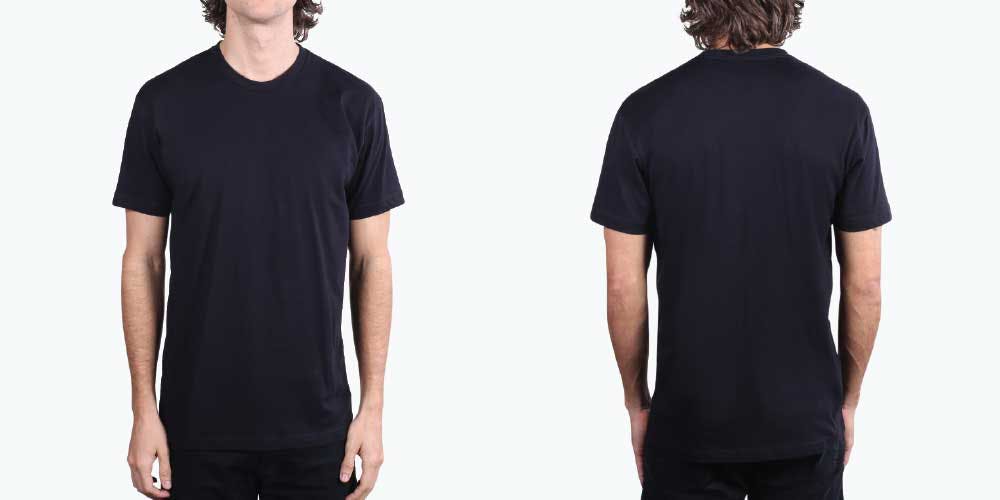 black t-shirt front and back