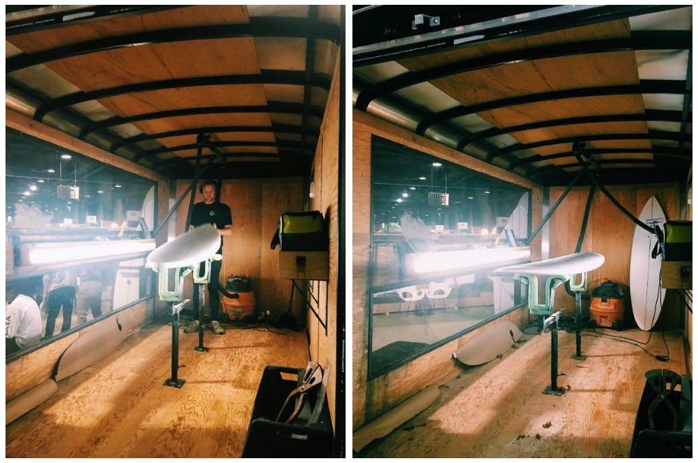 surfboard in a trailer like item surfboard in a trailer like item