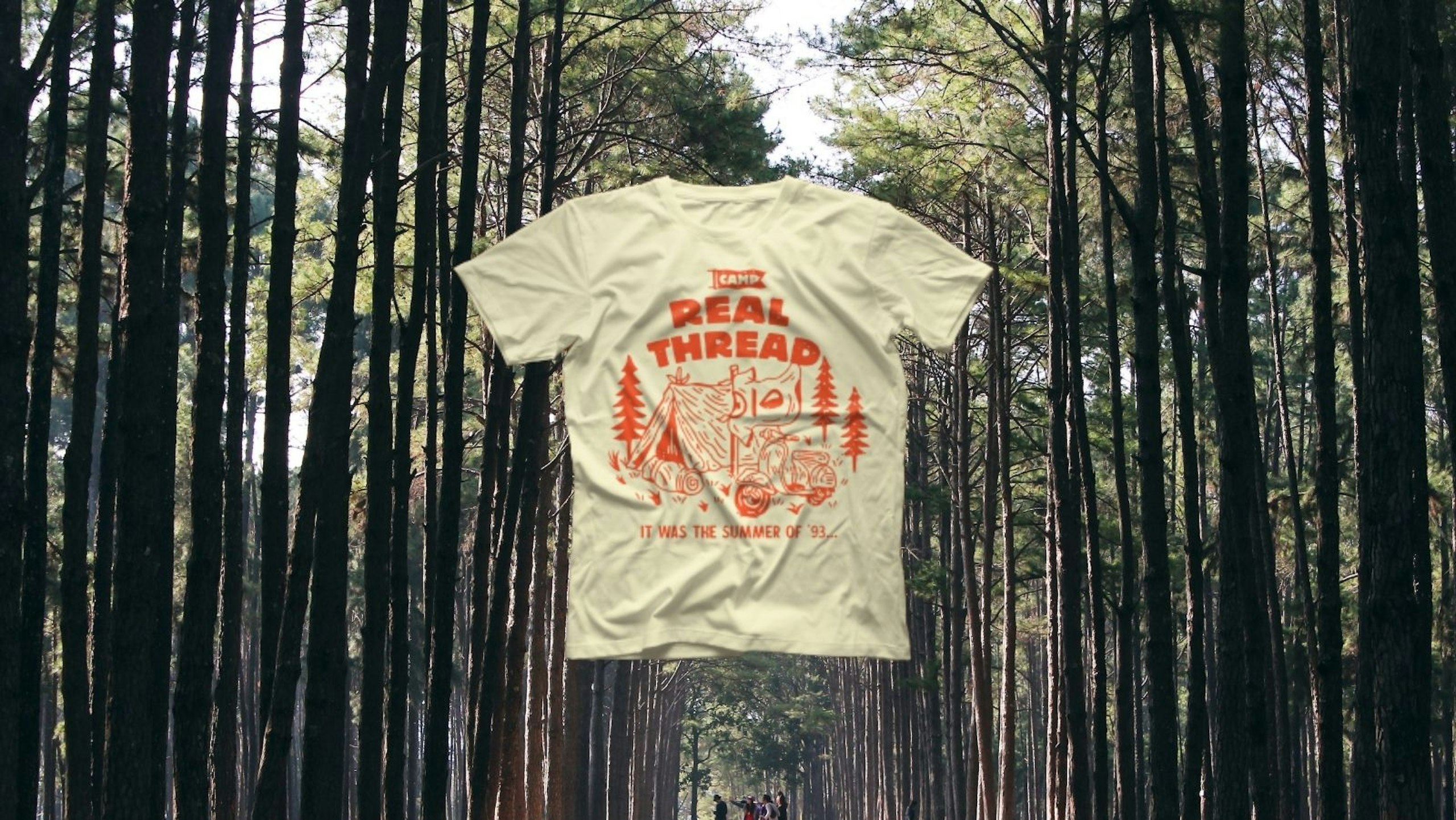 cream shirt with orange print 