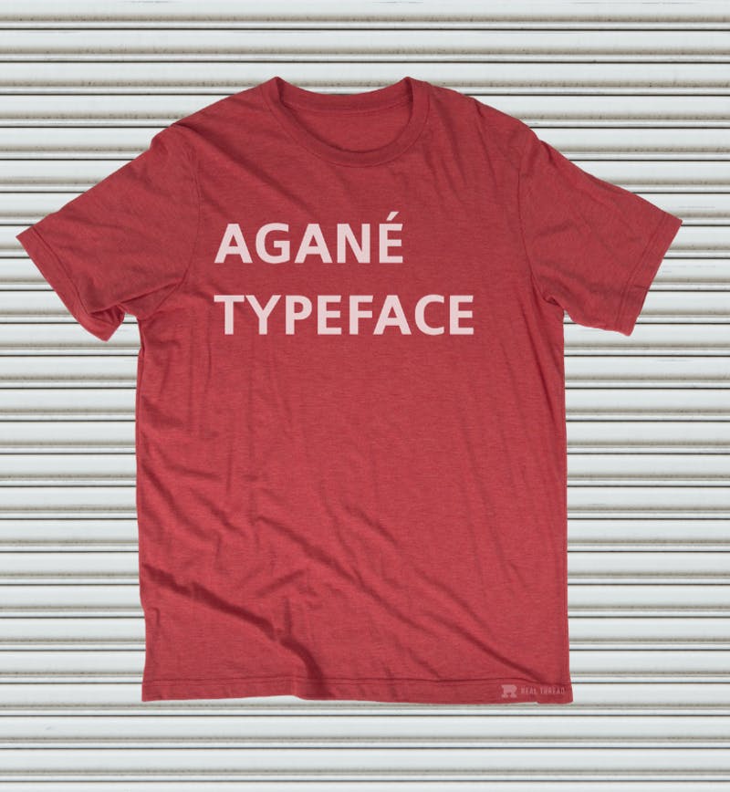 Red shirt with agane font Red shirt with agane font