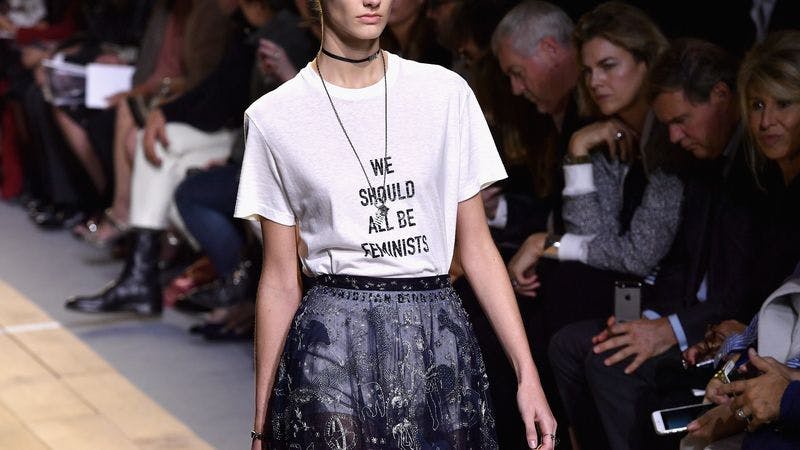 we should all be feminists t-shirt at fashion show we should all be feminists t-shirt at fashion show