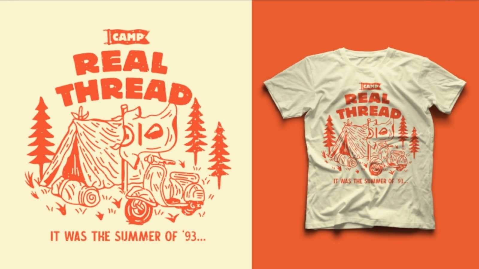Real Thread camp shirt - cream shirt with orange print Real Thread camp shirt - cream shirt with orange print