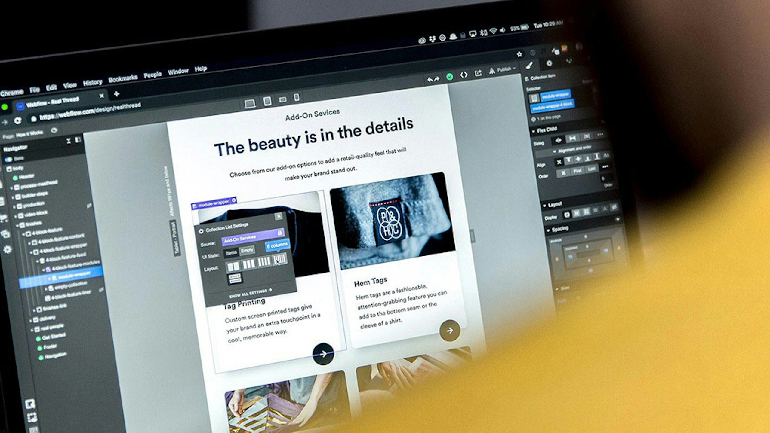 laptop screen with Webflow
