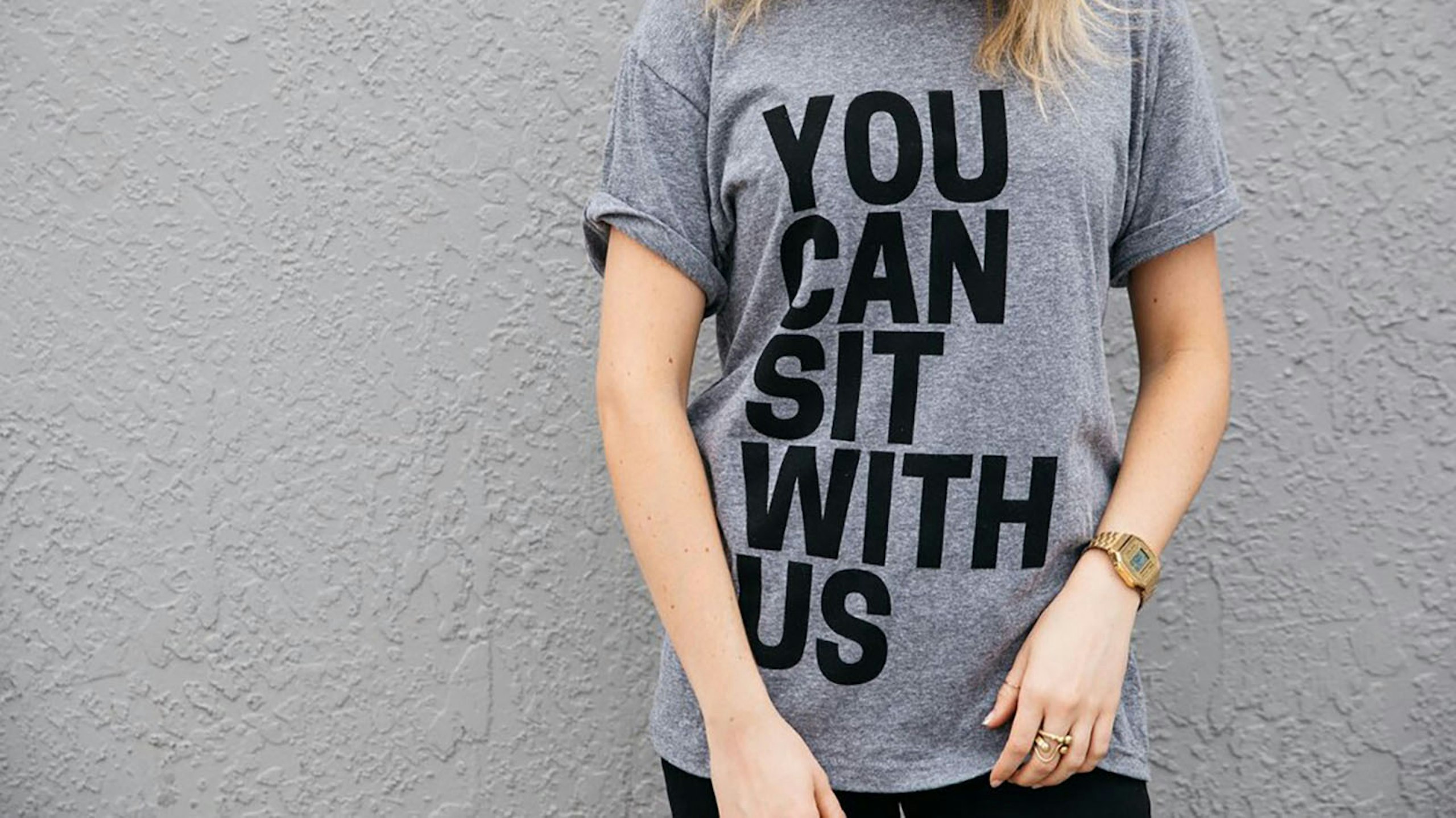 women wearing a gray shirt