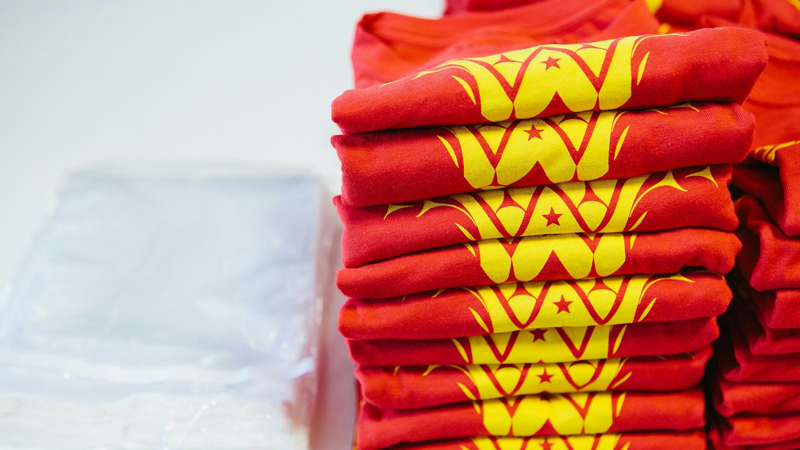 stack of red shirts
