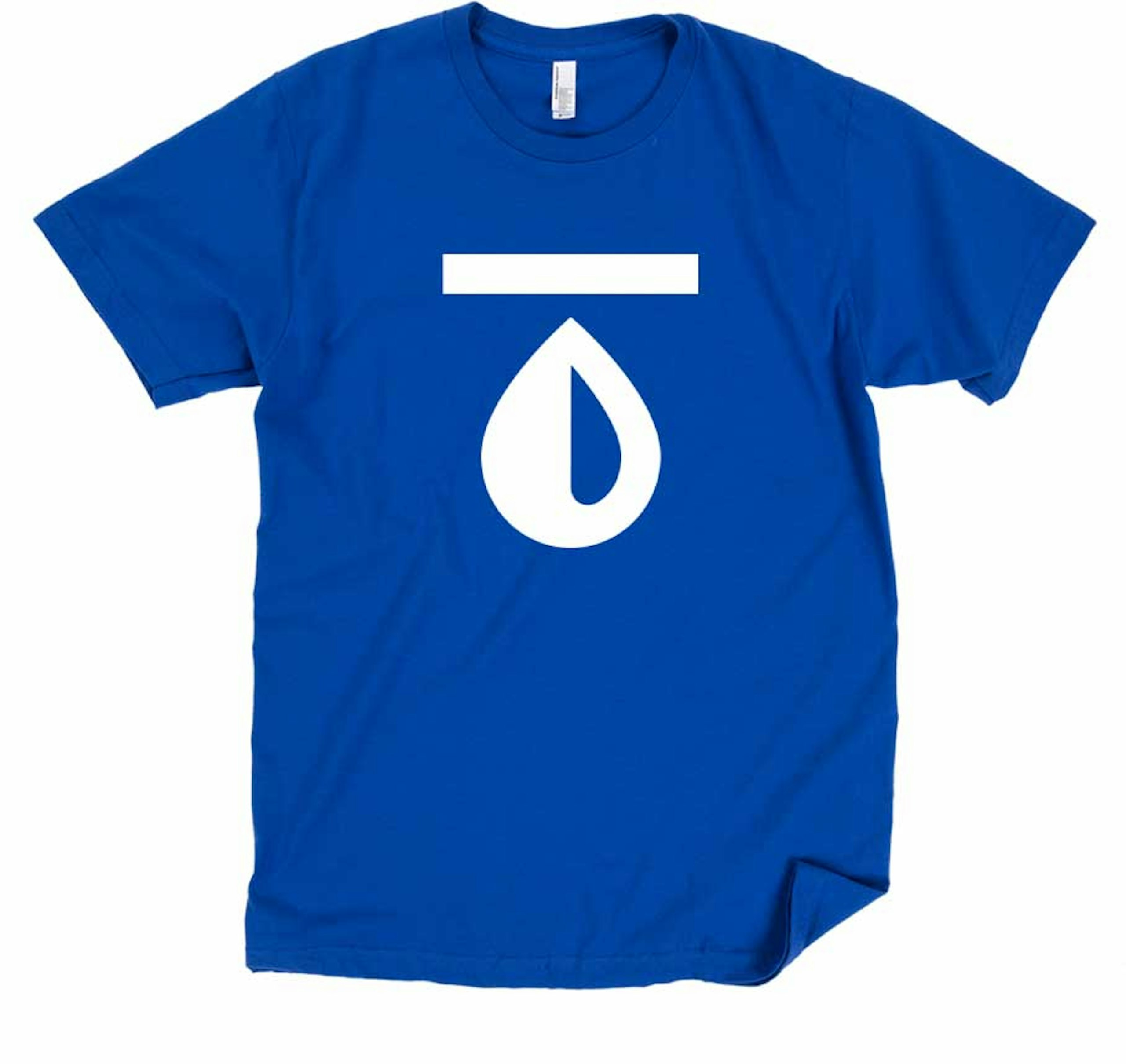 bold ink example on a blue t-shirt