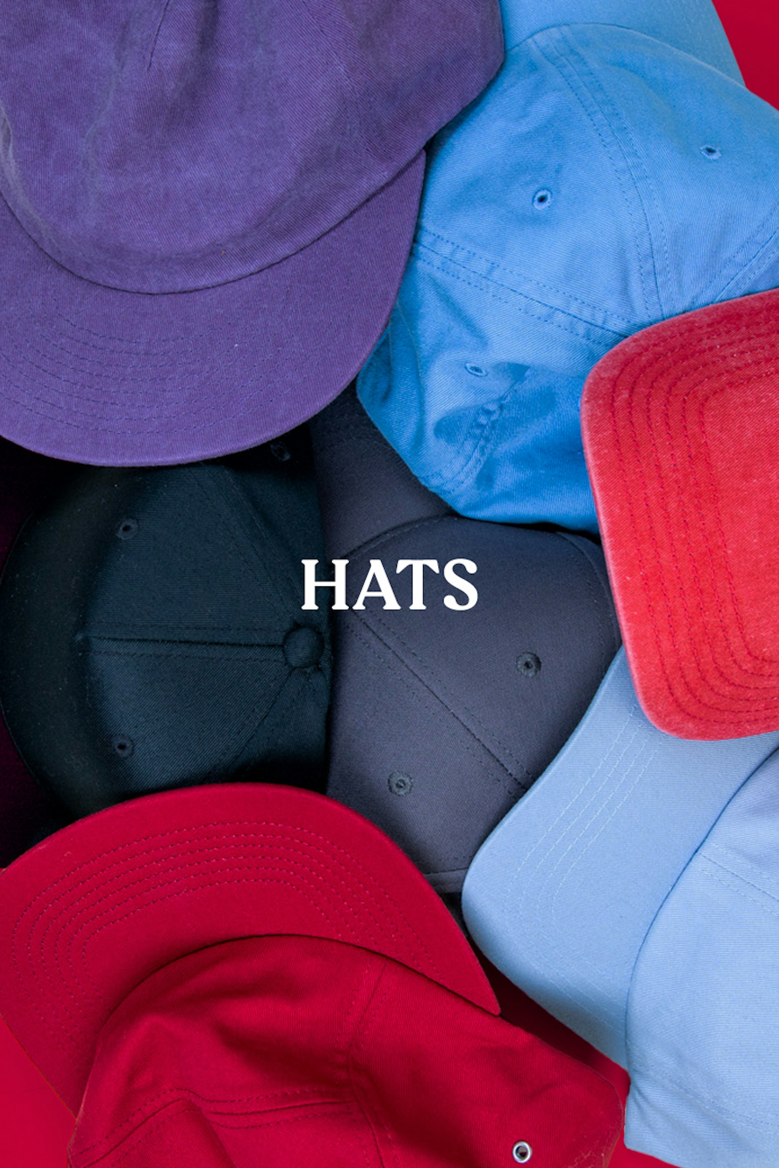 Hats - close-up of different color hats