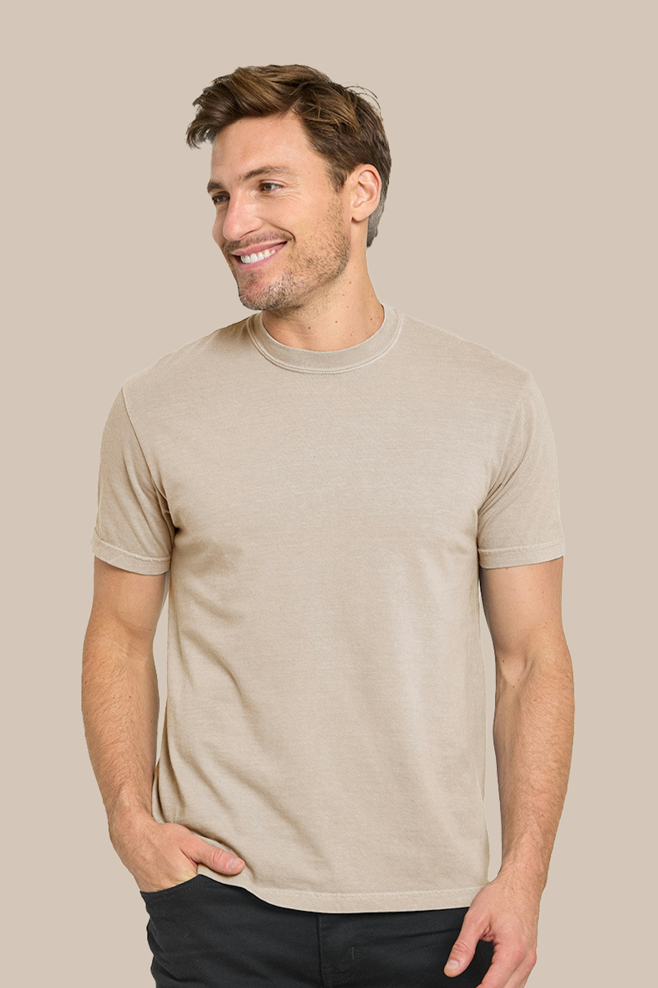 real thread garment-dyed - sand