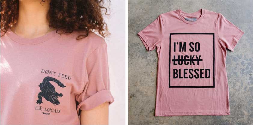 two pink shirts with black graphic print two pink shirts with black graphic print