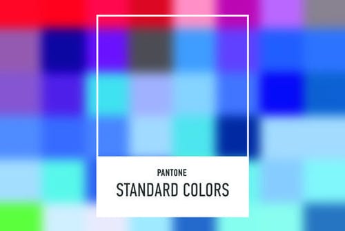 pantone standard colors over different blues and reds