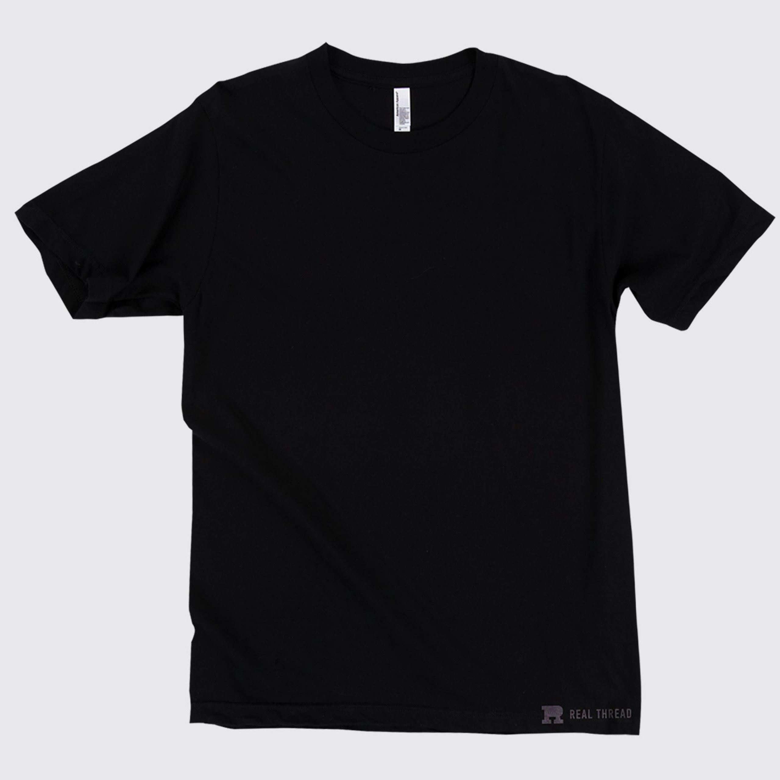 black t-shirt laying flat