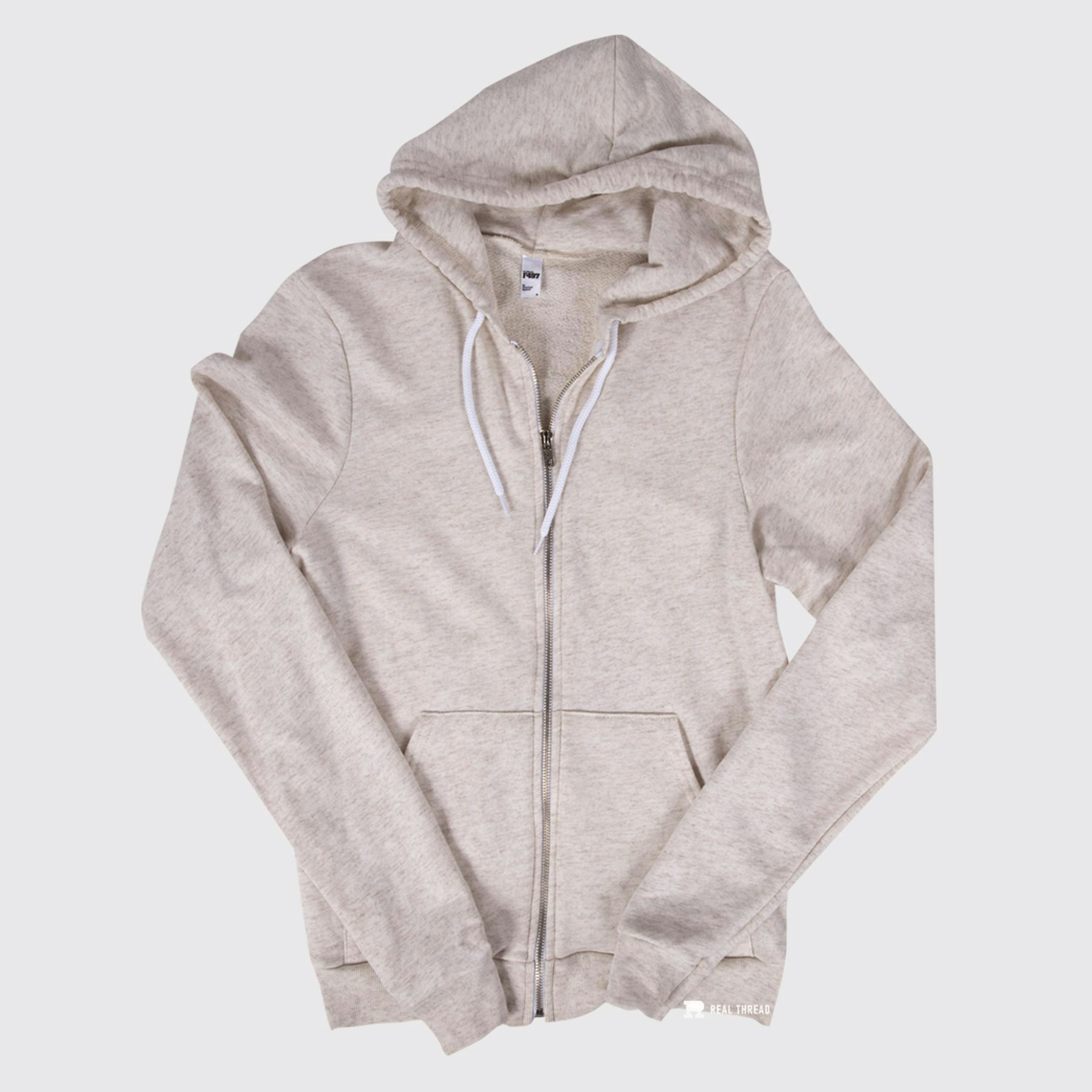 light tan zip-up hoodie laying flat