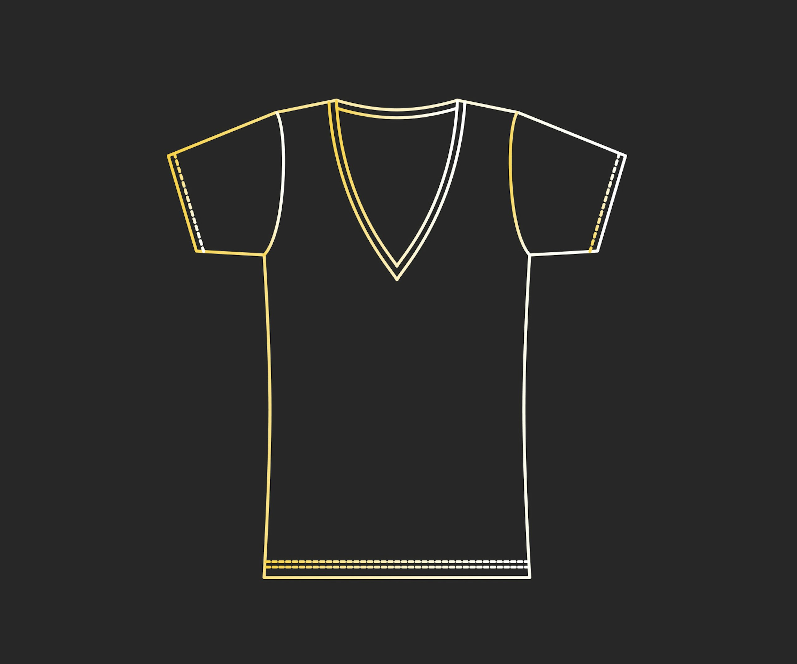 illustration of a women's deep v-neck t-shirt