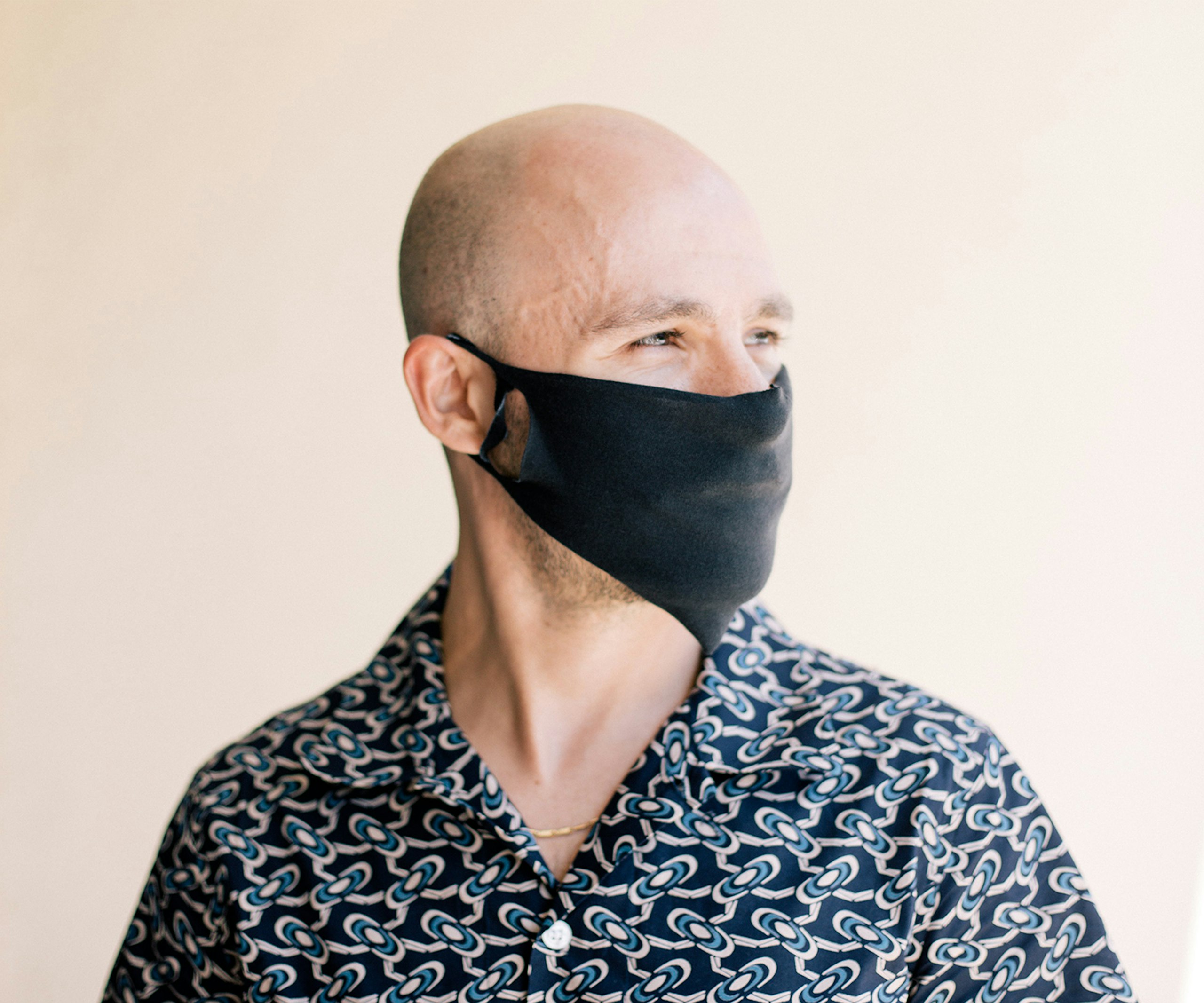 man wearing a fabric mask