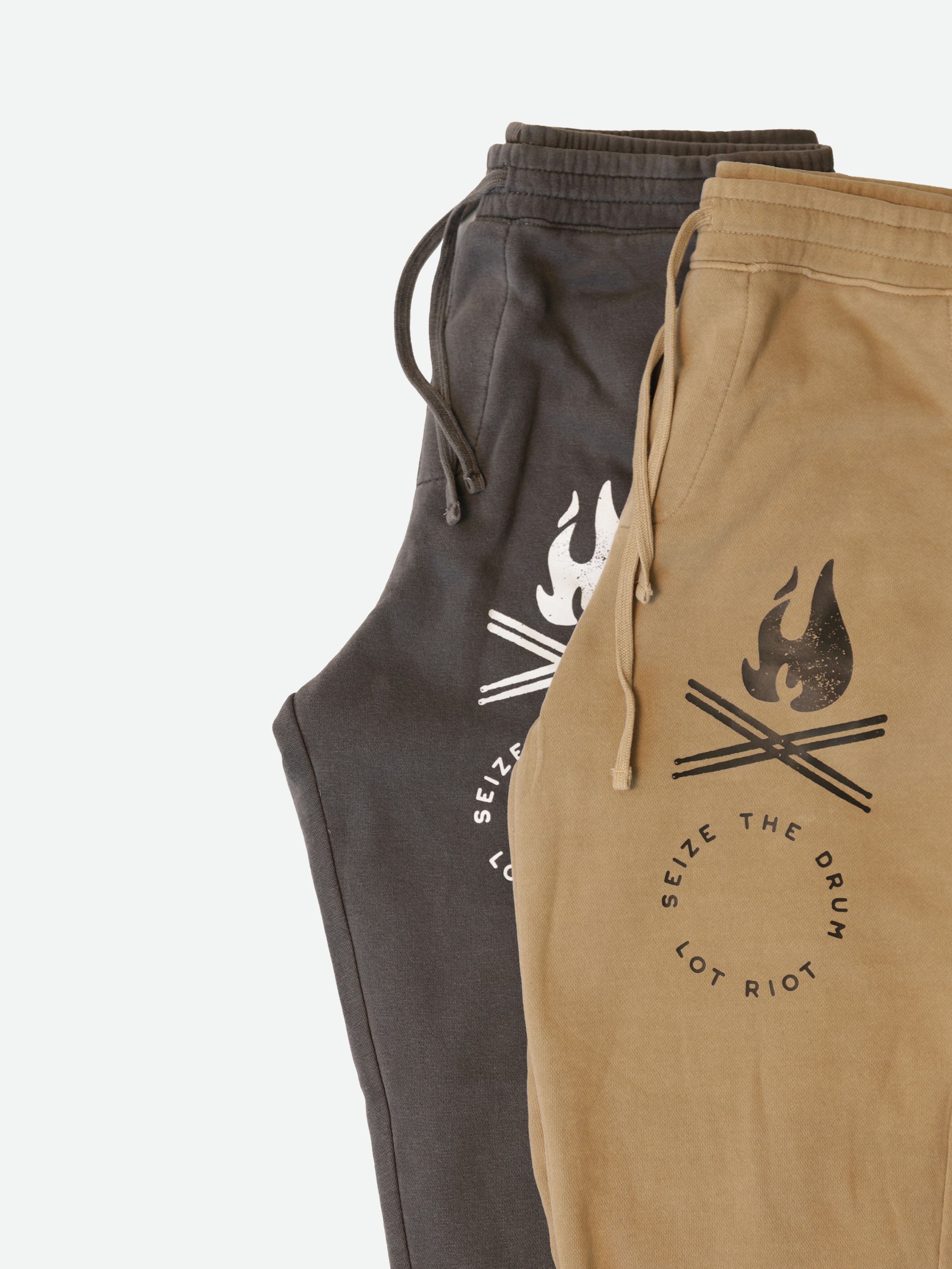 Printed sweatpants with fire on them
