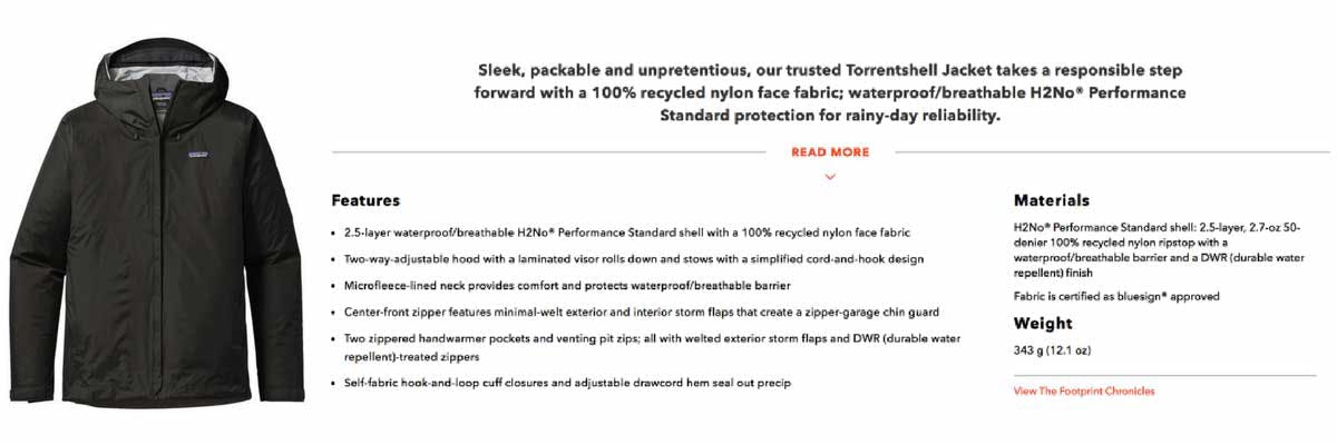 screenshot of black jacket and product description screenshot of black jacket and product description