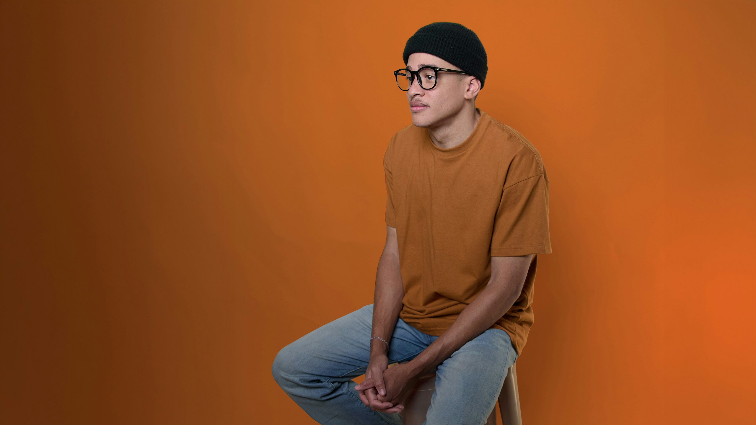 man wearing a heavyweight boxy tee