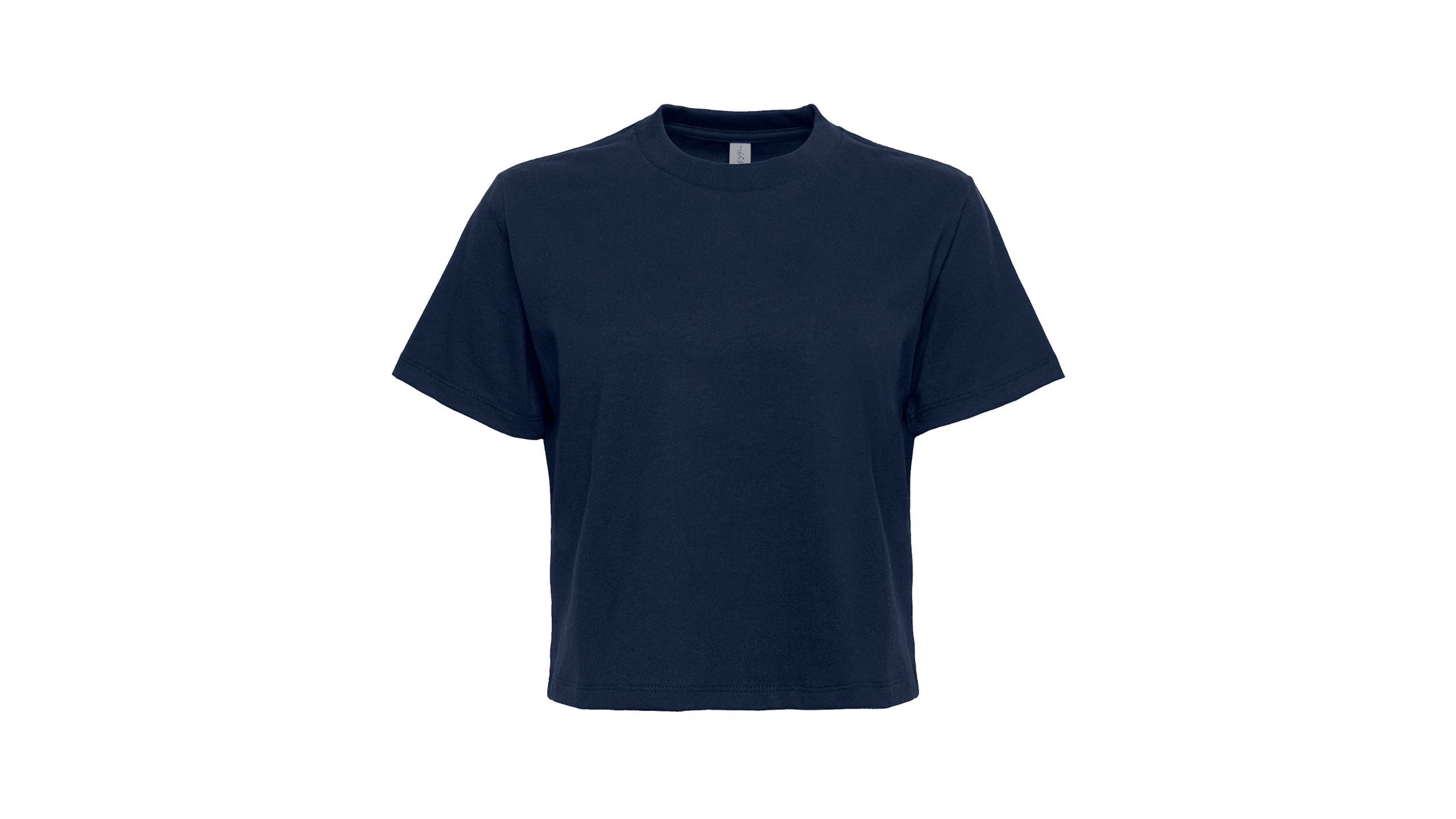 flat of a navy next level apparel women's heavyweight boxy t-shirt