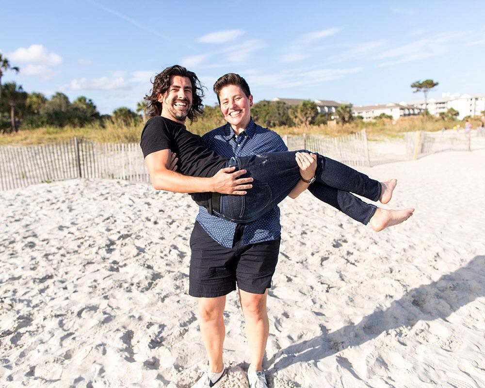 two people on a beach