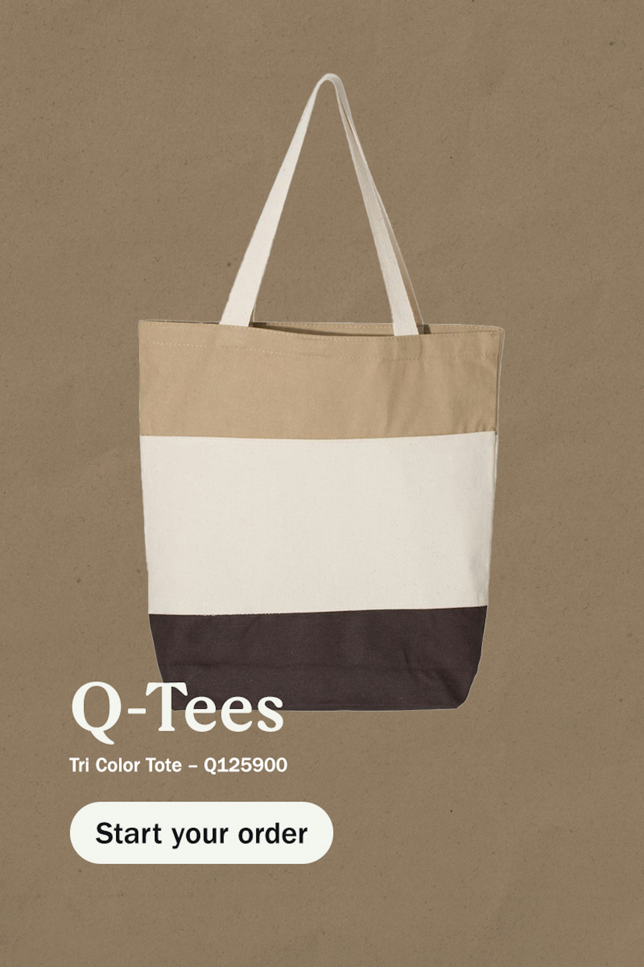 tan, white, brown tote bag - Q-Tee Tri Color Tote – Q125900 - start your order